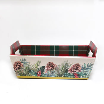 CESTA CARTÃO PINHAS 27X18,5X9,5 CROMUS